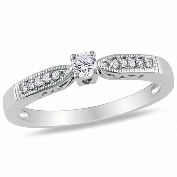 1/6 CT. T.W. Diamond VintageStyle Promise Ring in Sterling Silver