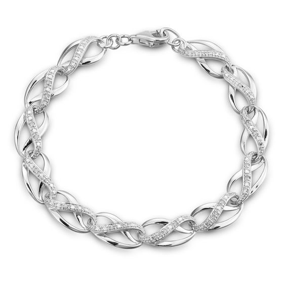 Diamond Accent Infinity Braid Bracelet In Sterling Silver 7 25 Diamond Accent Infinity Braid Bracelet In Sterling Silver 7 25