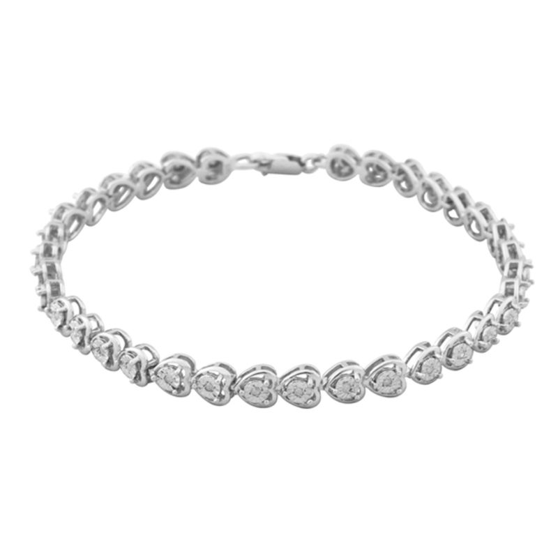 1/6 CT. T.W. Diamond Heart Line Bracelet in Sterling Silver 7.25