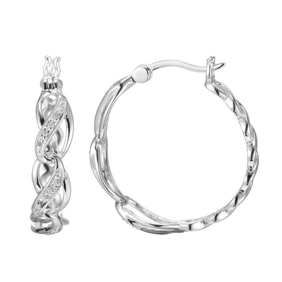 Diamond Accent Infinity Braid Hoop Earrings in Sterling Silver Online