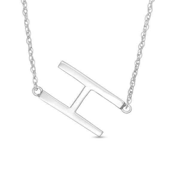 Personalize 3/8" Sideways Two Initials Necklace in Sterling Silver