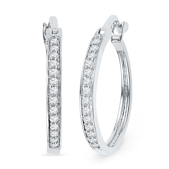 1/5 CT. T.W. Diamond Hoop Earrings in Sterling Silver Online