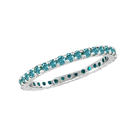 1/2 CT. T.W. Enhanced Blue Diamond Eternity Band in 14K White Gold