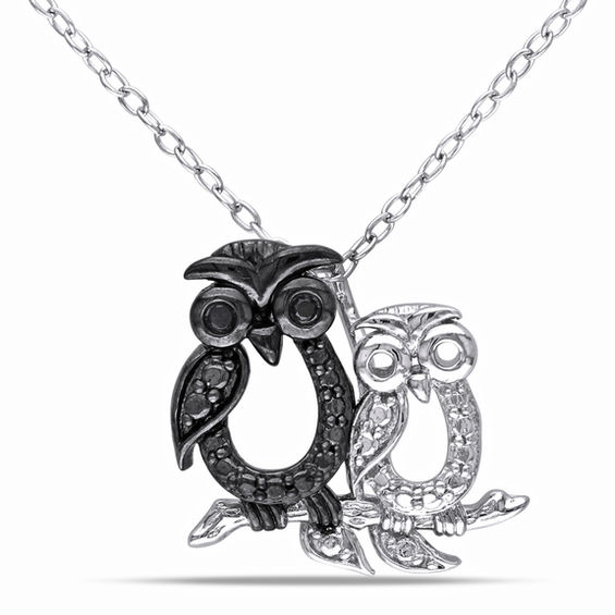 925 STERLING SILVER DESIGNERS OWL PENDANT NECKLACE W/ 1 CT ACCENTS/18'' CHAIN 