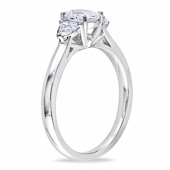 7/8 CT. T.W. Oval and HeartShaped Diamond Three Stone Ring in 14K
