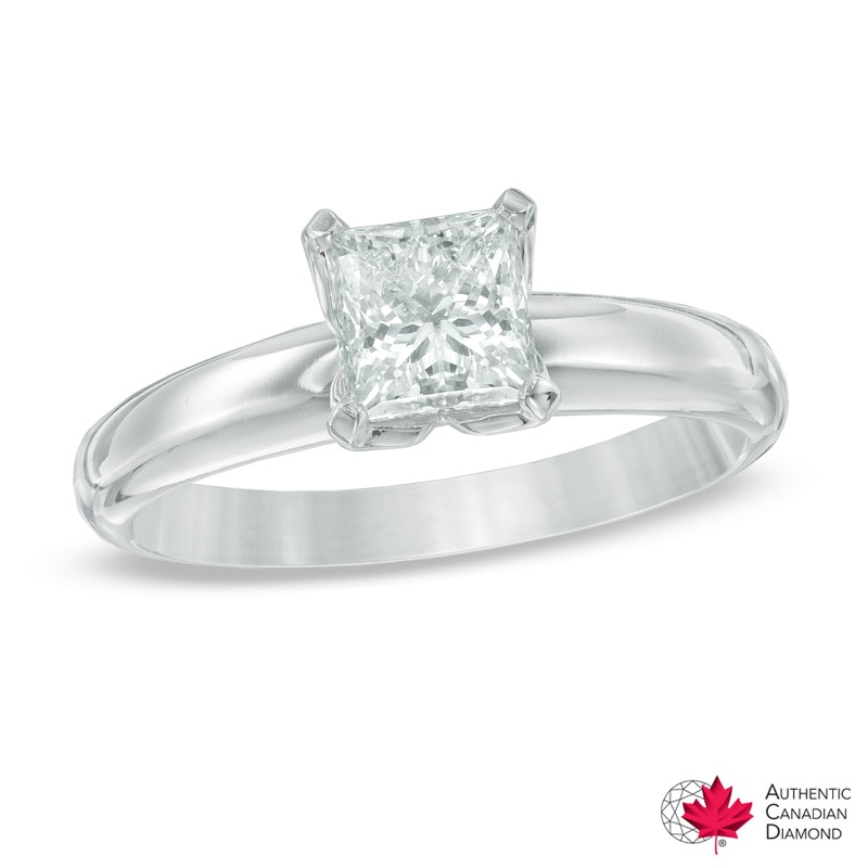 1 CT. Certified Canadian Princess-Cut Diamond Solitaire Engagement Ring in 14K White Gold (I/I1)