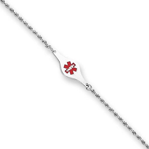 2.0mm Medical Alert Notification Rope ID Bracelet in Sterling Silver (8