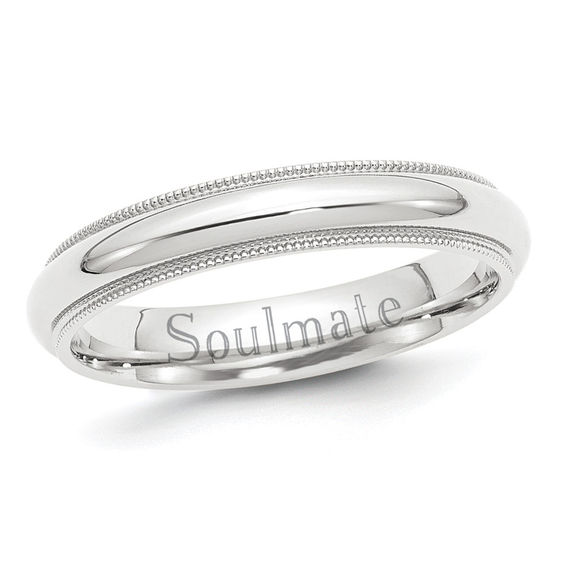 4.0mm Ladies' Engraved Milgrain Edge Comfort Fit Wedding Band in