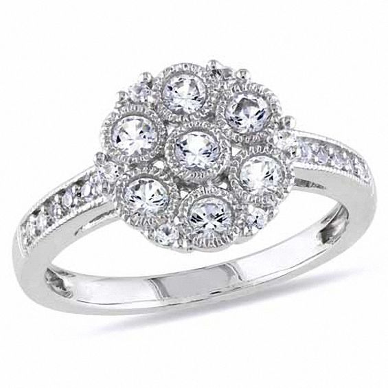 LabCreated White Sapphire Ring in Sterling Silver Gemstone Rings Rings Zales