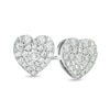 Thumbnail Image 0 of 1/2 CT. T.W. Multi-Diamond Heart-Shaped Cluster Stud Earrings in 10K White Gold