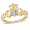 Thumbnail Image 0 of Diamond Accent Vintage-Style Claddagh Ring in 10K Gold