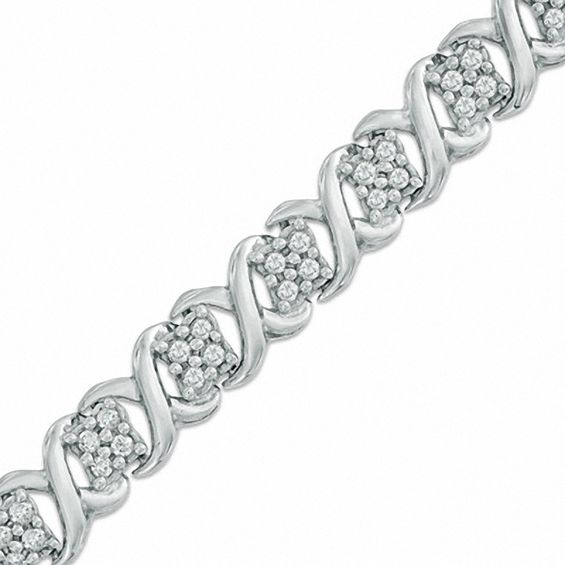 1 Ct T W Diamond X Bracelet In 10k White Gold View All T W Diamond X Bracelet In 10k