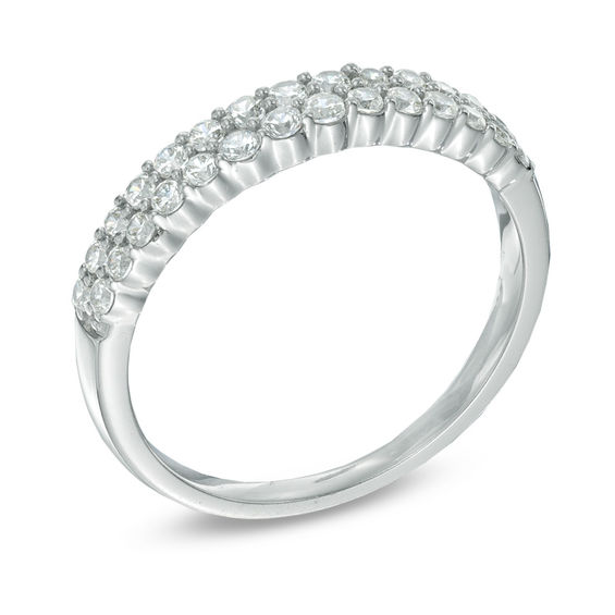 1/2 CT. T.W. Diamond Two Row Anniversary Band in 14K White Gold