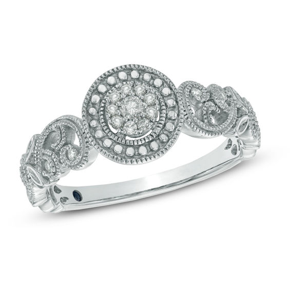 cherished promise collection 1 10 ct t w diamond scroll promise size 6 promise ring