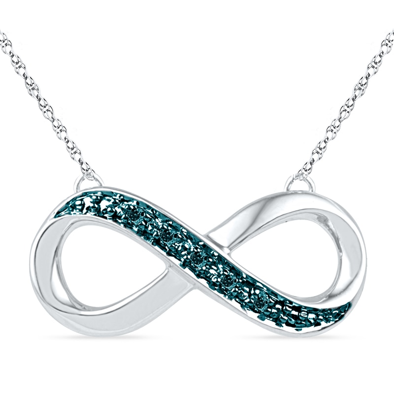 Enhanced Blue Diamond Accent Sideways Infinity Necklace in Sterling Silver - 16"