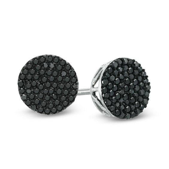 1 3 Ct T W Enhanced Black Diamond Composite Stud Earrings In 10k T W Enhanced Black Diamond Composite Stud Earrings In 10k White Gold