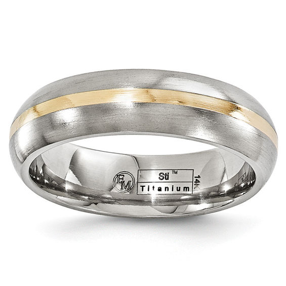 Edward Mirell Men S 6 0mm Wedding Band In Anium And 14k Gold Edward Mirell Men S 6 0mm Wedding Band In Anium And 14k Gold