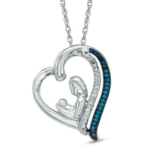 1 10 Ct T W Enhanced Blue And White Diamond Motherly Love Tilted Heart Pendant In Sterling Silver Zales - Enhanced Blue And White Diamond Accent Swirl Heart Pendant In Sterling Silver 1 10 Ct T W Enhanced Blue And White Diamond Motherly Love Tilted Heart Pendant In Sterling Silver Zales - Enhanced Blue And White Diamond Accent Swirl Heart Pendant In Sterling Silver