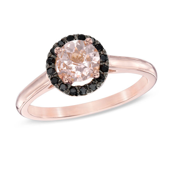 6.0mm and 1/10 Enhanced Black Diamond Ring in 10K Rose Gold