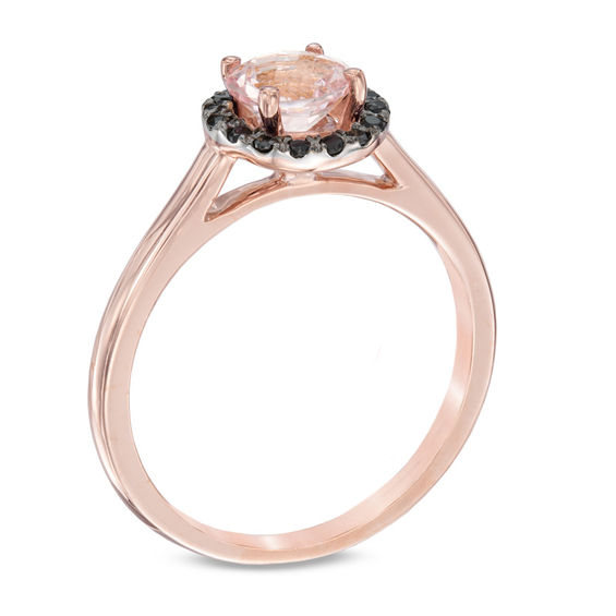 6.0mm and 1/10 Enhanced Black Diamond Ring in 10K Rose Gold