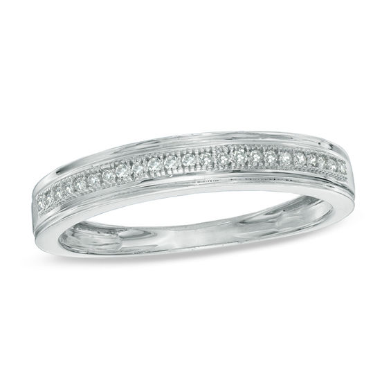 Men S 1 20 Ct T W Diamond Wedding Band In 10k White Gold Wedding