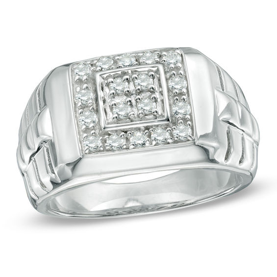 Men's 1/2 CT. T.W. Diamond Ring in 10K White Gold Online Exclusives
