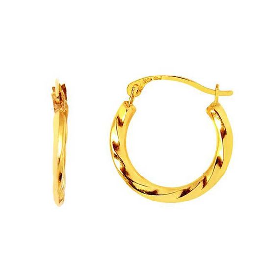 Diamond Cut Twist Hoop Earrings In 14k Gold Diamond Cut Twist Hoop Earrings In 14k Gold