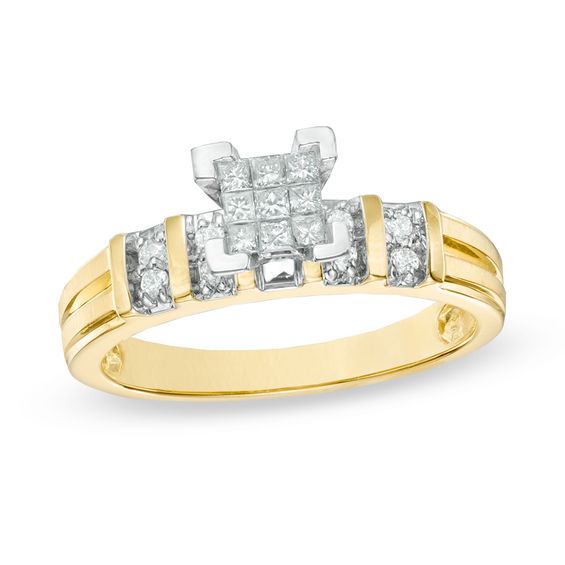 1/4 CT. T.W. PrincessCut Composite Diamond Double Row Promise Ring in