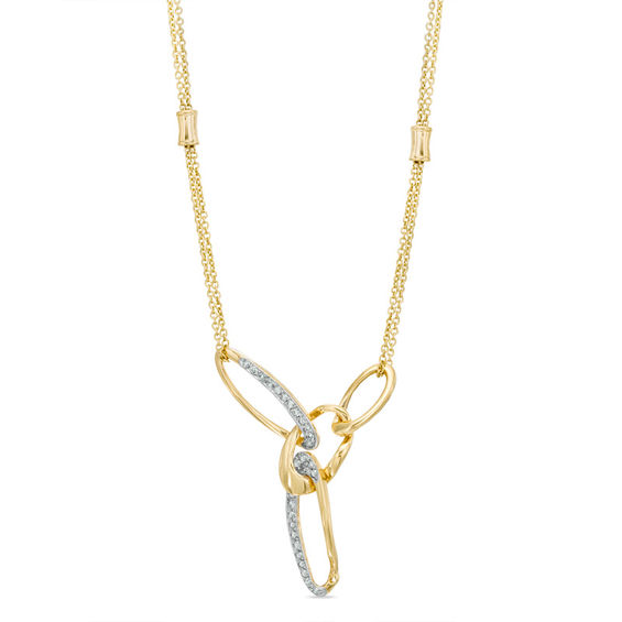 1/3 CT. T.W. Diamond MultiOval Necklace in 14K Gold 16" Clearance