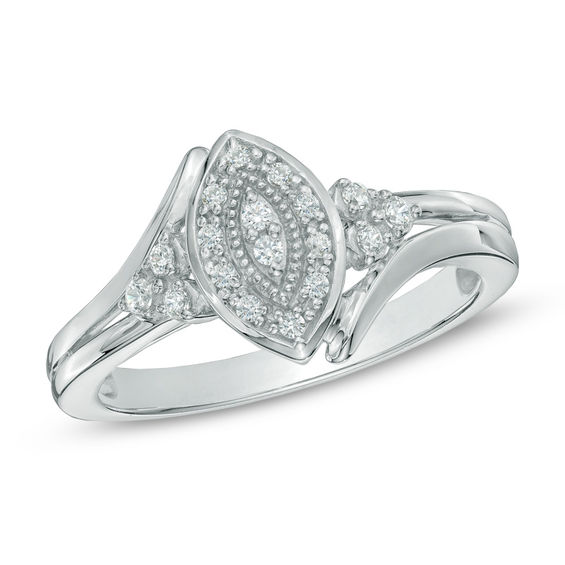1/8 CT. T.W. Diamond Marquise Promise Ring in Sterling Silver Promise