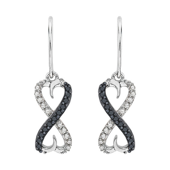 1 5 Ct T W Enhanced Black And White Diamond Heart Shaped Infinity T W Enhanced Black And White Diamond Heart Shaped Infinity Drop