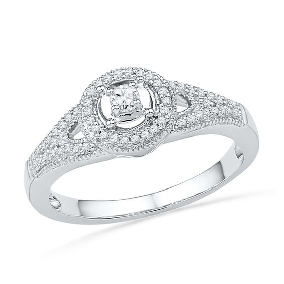 1/4 CT. T.W. Diamond VintageStyle Promise Ring in 10K White Gold Promise Rings Wedding Zales