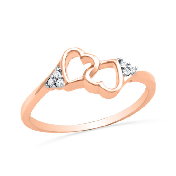Women's 18K Gold Heart Diamond Promise Engagement Ring – Sizes 6-10