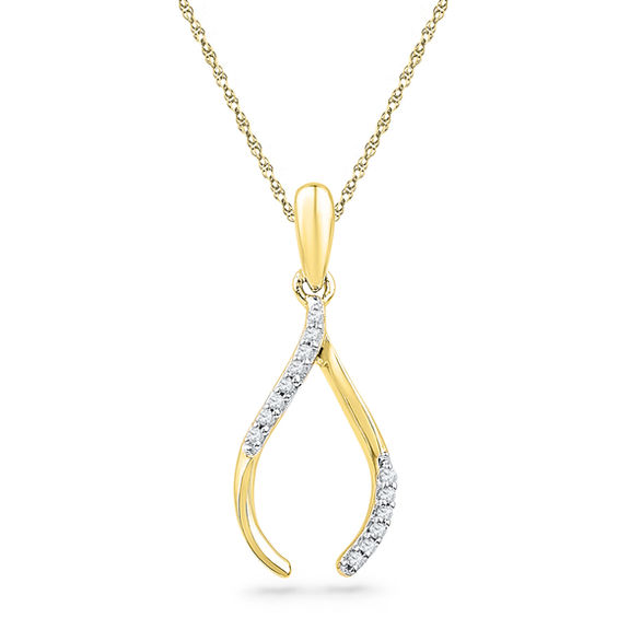 1/20 CT. T.W. Diamond Wishbone Pendant 