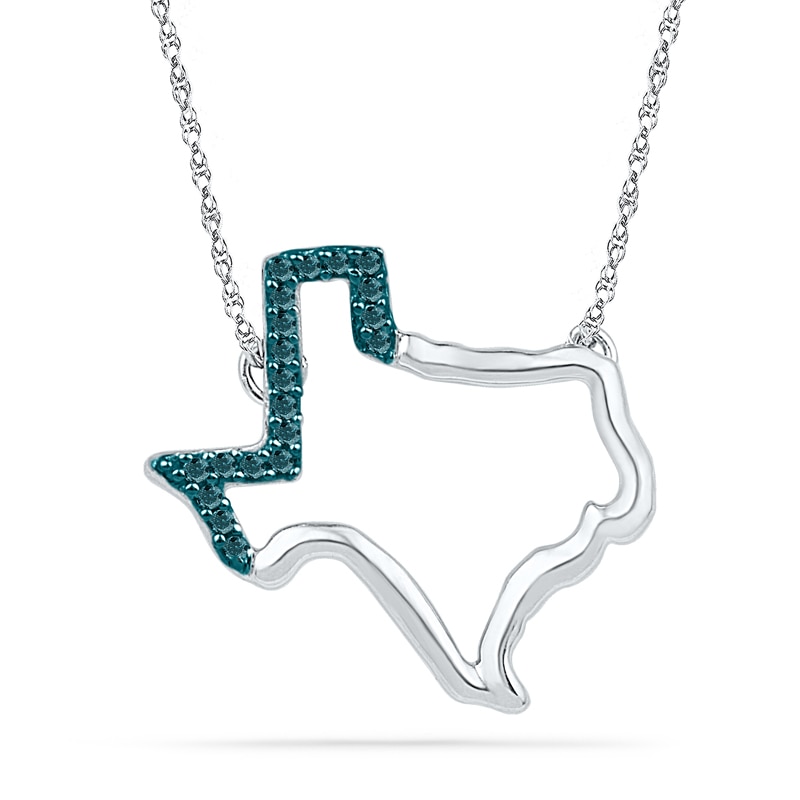 1/20 CT. T.W. Enhanced Blue Diamond Texas Necklace in Sterling Silver