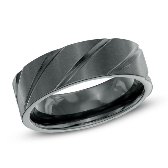 Men's 7.5mm Comfort Fit Black Titanium Wedding Band Size 10 Wedding