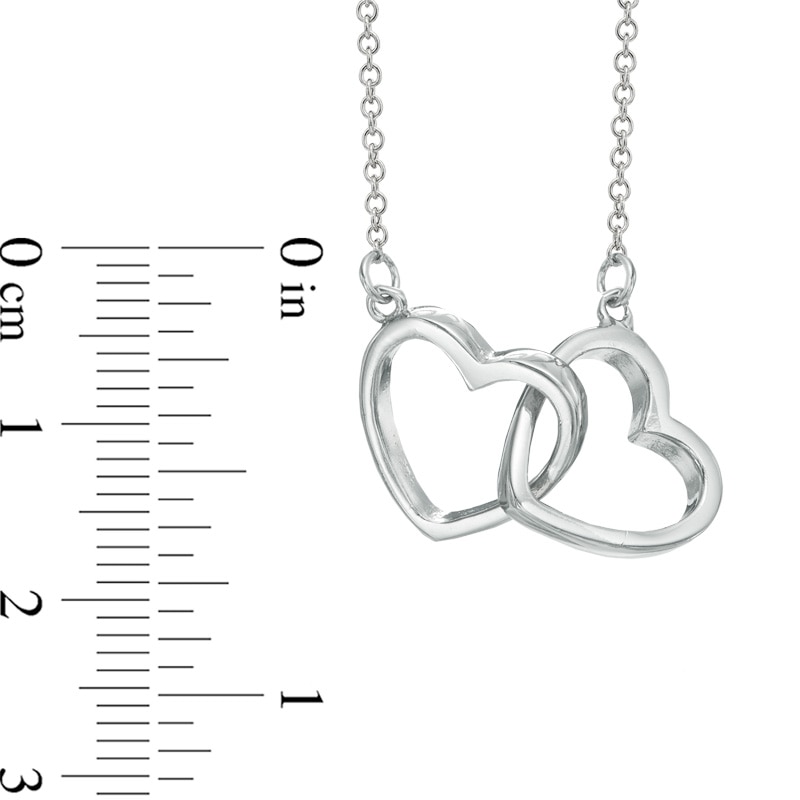 Interlocking Hearts Necklace in Sterling Silver - 16"