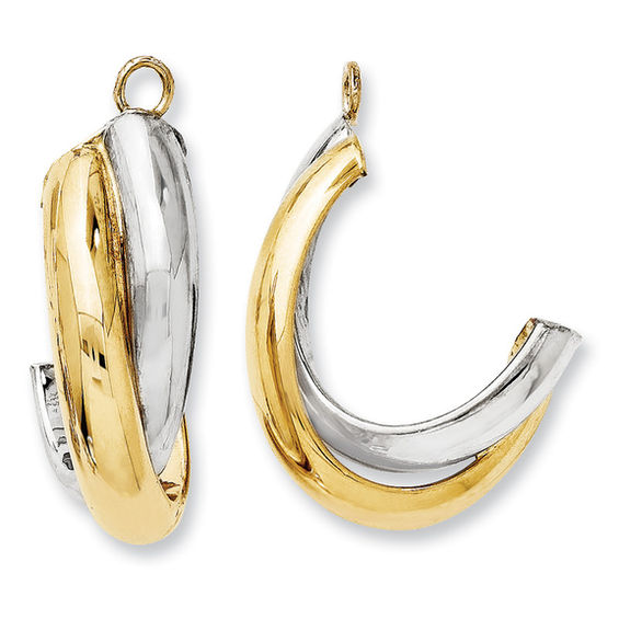 Double J Hoop Earring Jackets In 14k Two Tone Gold Online Double J Hoop Earring Jackets In 14k Two Tone Gold