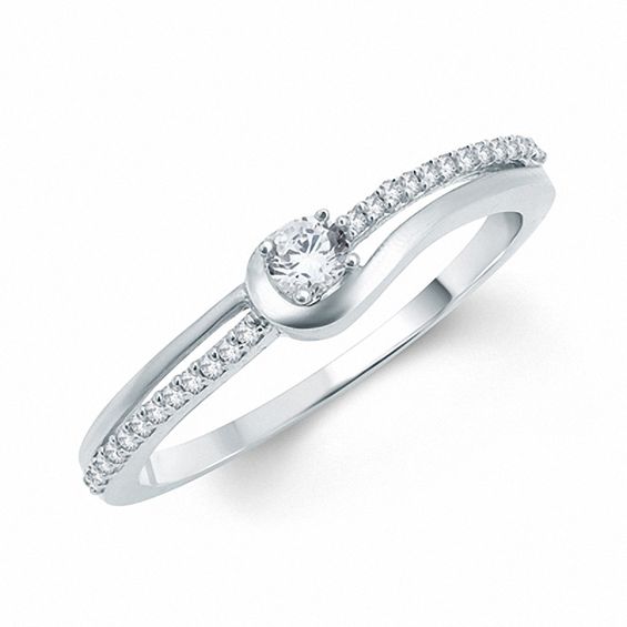 1/6 CT. T.W. Diamond Swirl Promise Ring in 10K White Gold Promise