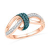 Thumbnail Image 0 of 1/6 CT. T.W. Enhanced Blue and White Diamond Loose Knot Ring in 10K Rose Gold