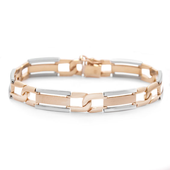 Men's Link Bracelet in 14K TwoTone Gold Mens Bracelets Bracelets