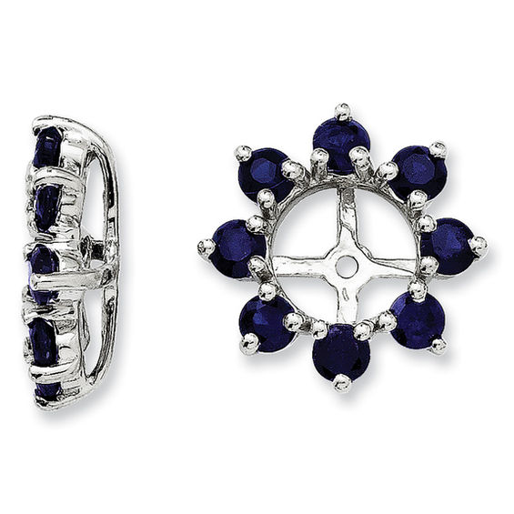 LabCreated Blue Sapphire Stud Earring Jackets in Sterling Silver