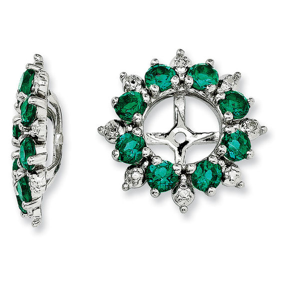 LabCreated Emerald and Diamond Accent Starburst Stud Earring Jackets