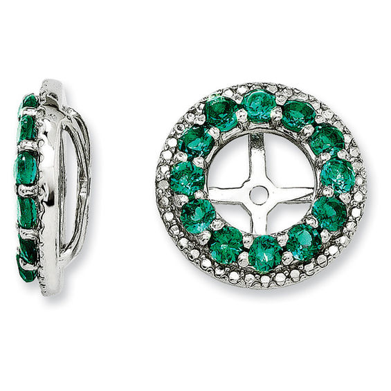 Lab Created Emerald And Diamond Accent Frame Stud Earring Jackets In Lab Created Emerald And Diamond Accent Frame Stud Earring Jackets In Sterling Silver