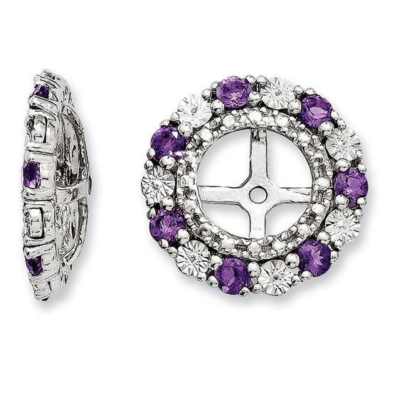 Amethyst Frame Stud Earring Jackets In Sterling Silver Amethyst Frame Stud Earring Jackets In Sterling Silver
