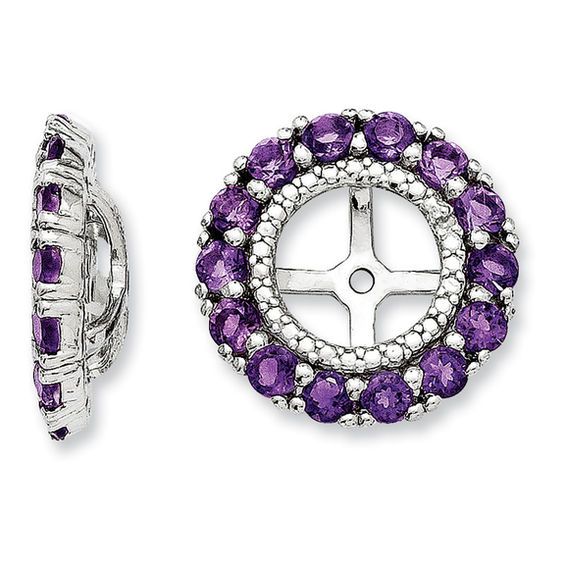 Amethyst And Diamond Accent Frame Stud Earring Jackets In Sterling Amethyst And Diamond Accent Frame Stud Earring Jackets In Sterling Silver