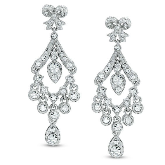 Ava Nadri Cubic Zirconia And Crystal Chandelier Drop Earrings In Ava Nadri Cubic Zirconia And Crystal Chandelier Drop Earrings In White Rhodium Brass