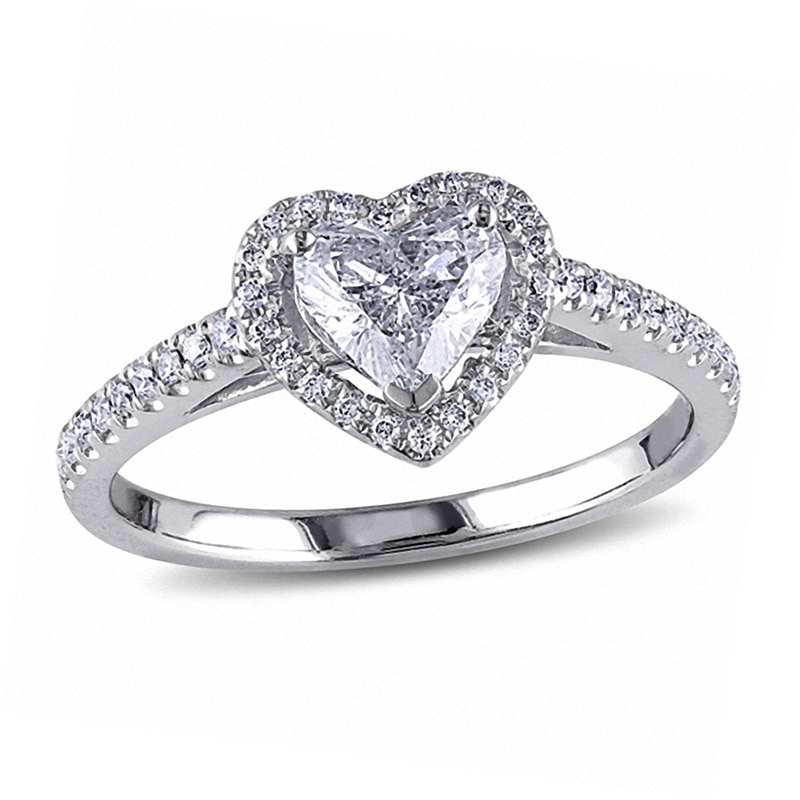 1 CT. T.W. Heart-Shaped Diamond Frame Ring in 14K White Gold