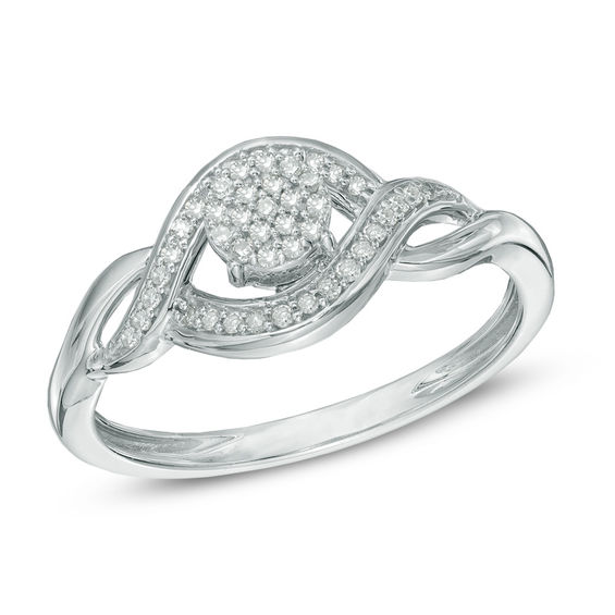 1/8 CT. T.W. Diamond Cluster Promise Ring in 10K White Gold Promise
