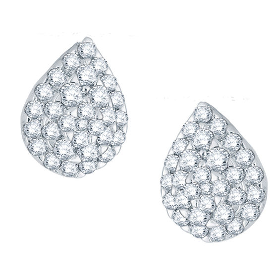 1 2 Ct T W Diamond Teardrop Cer Stud Earrings In 14k White T W Diamond Teardrop Cer Stud Earrings In 14k White Gold